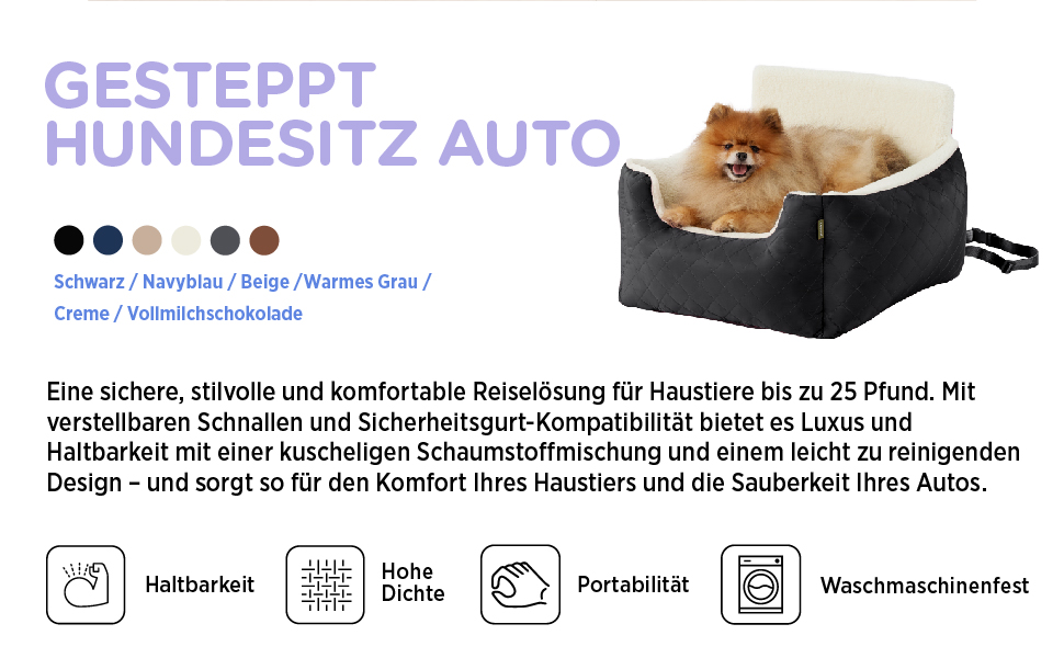 Автокрісло для собак Lesure - блакитне, для маленьких собак, з поворотком для повідка, водовідштовхувальне