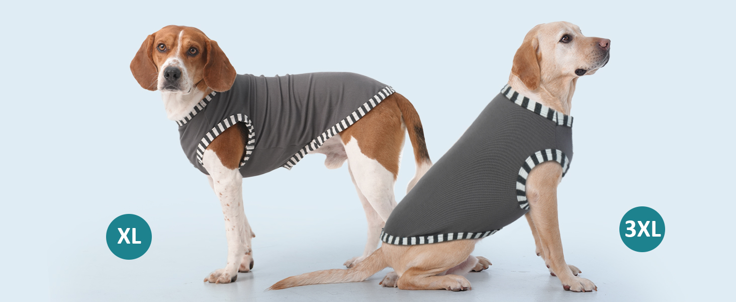 Сорочка для собак Katzinst (2 шт.) - сонцезахист, дихаючий матеріал, для середніх собак, французького бульдога, розмір L (зелений хакі)