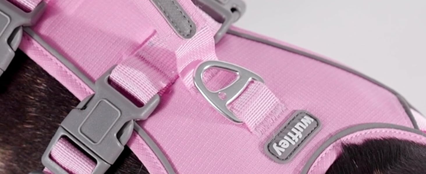 Нашийник для собак Wuffley з повідком, безпечний нашийник від вислизання, анти-тяговий нашийник з ручкою та світловідбиваючими елементами, легкий, регульований нашийник для середніх собак (рожевий, XS) Дуже маленький рожевий