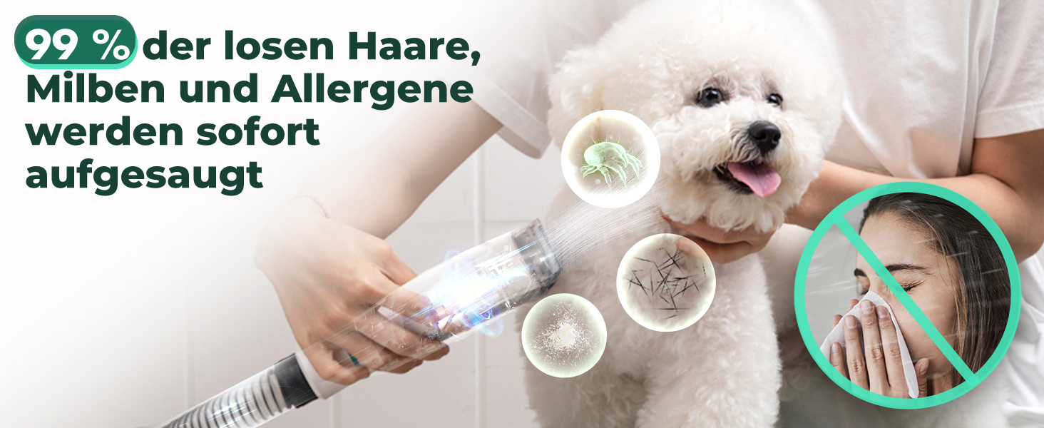 Набір для догляду за тваринами Neabot P1 Pro з пилососом для шерсті, професійні ножиці та леза для собак, котів та інших тварин, сірий перламутровий