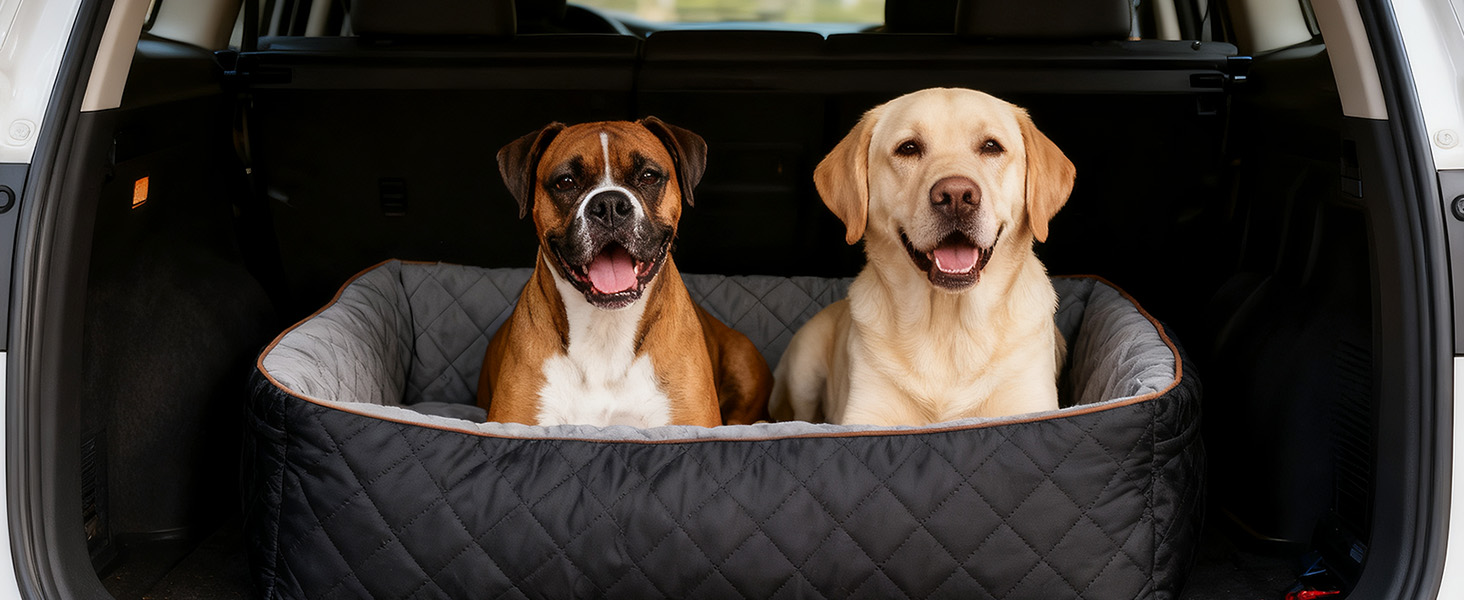 Автокрісло для собак великих та середніх порід до 45 кг, знімний, миючий, з безпечними ременями та неслизьким дном для заднього сидіння автомобіля