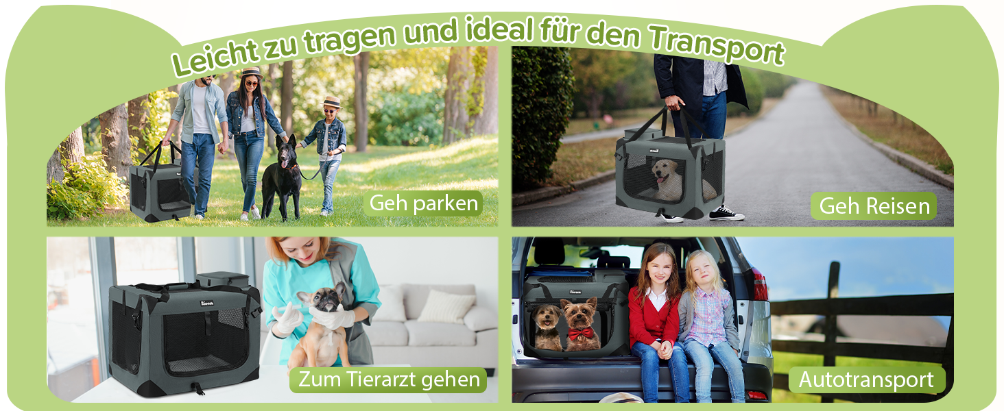Транспортна переноска для собак та котів Reerooh XL, 81x58x58 см, складана, з мискою, для подорожей