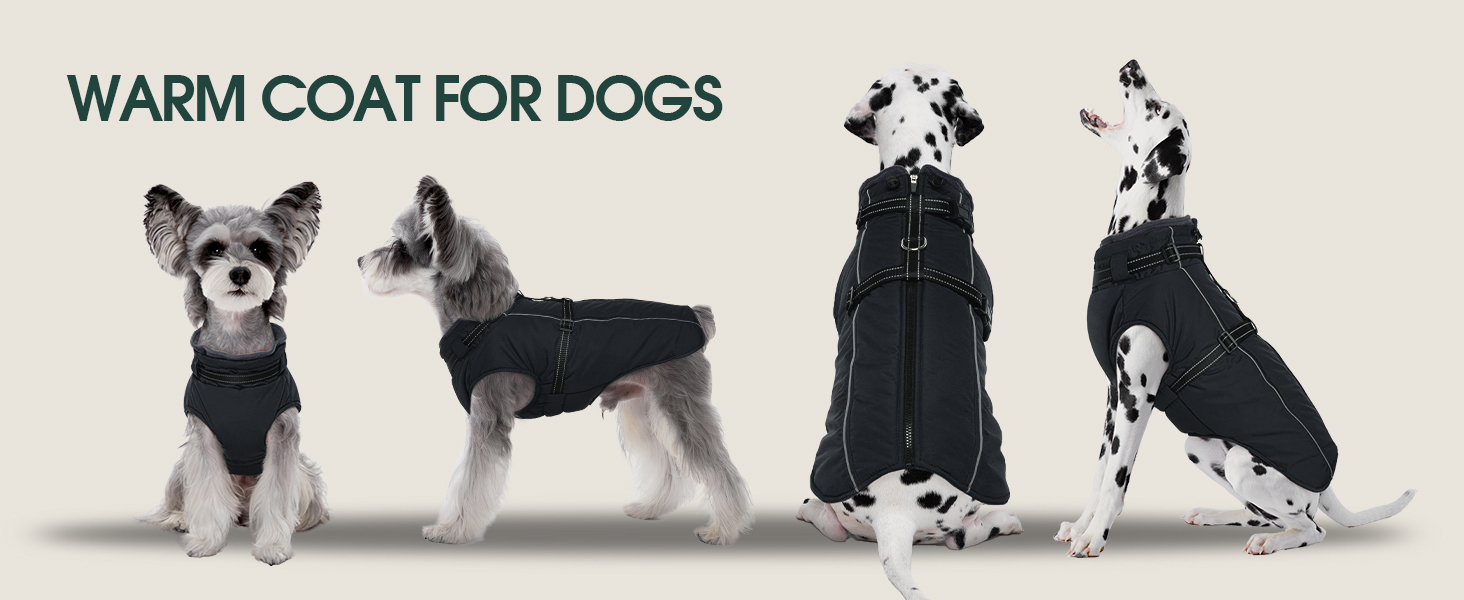 Водонепроникний теплий зимовий пуховик для собак середнього розміру Kuoser, чорний, M (Обхват грудей: 53 см, Обхват шиї: 38 см)