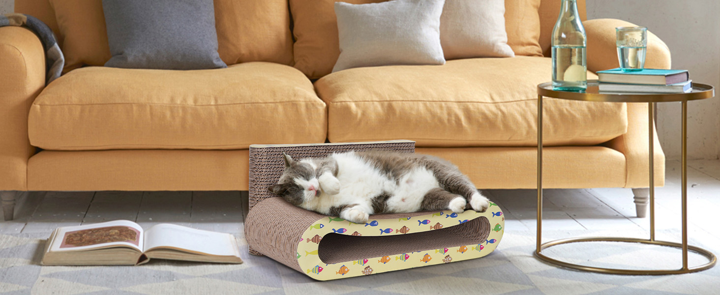 Кігтеточка для котів Nobleza Katze Kratzbrett 2 в 1 з котячою м'ятою, екологічна картонна поверхня, двостороння, 1 шт.