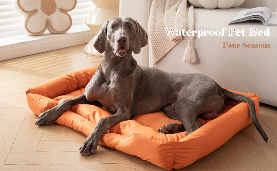 Водонепроникне собаче ліжко M&Catree, прямокутне, миється, м'яке, для собак та котів - темно-сірий (Basic), розмір L: 50*60*7 см