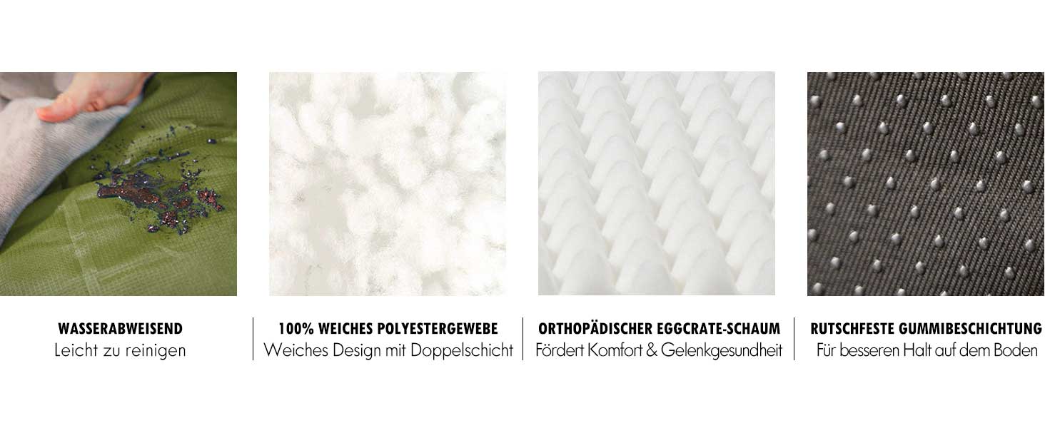 Ортопедичне ліжко для собак ClevaHome, кругла форма, водонепроникне, з двошаровою підкладкою, антиковзаюче, знімний чохол, оливковий колір, розмір L