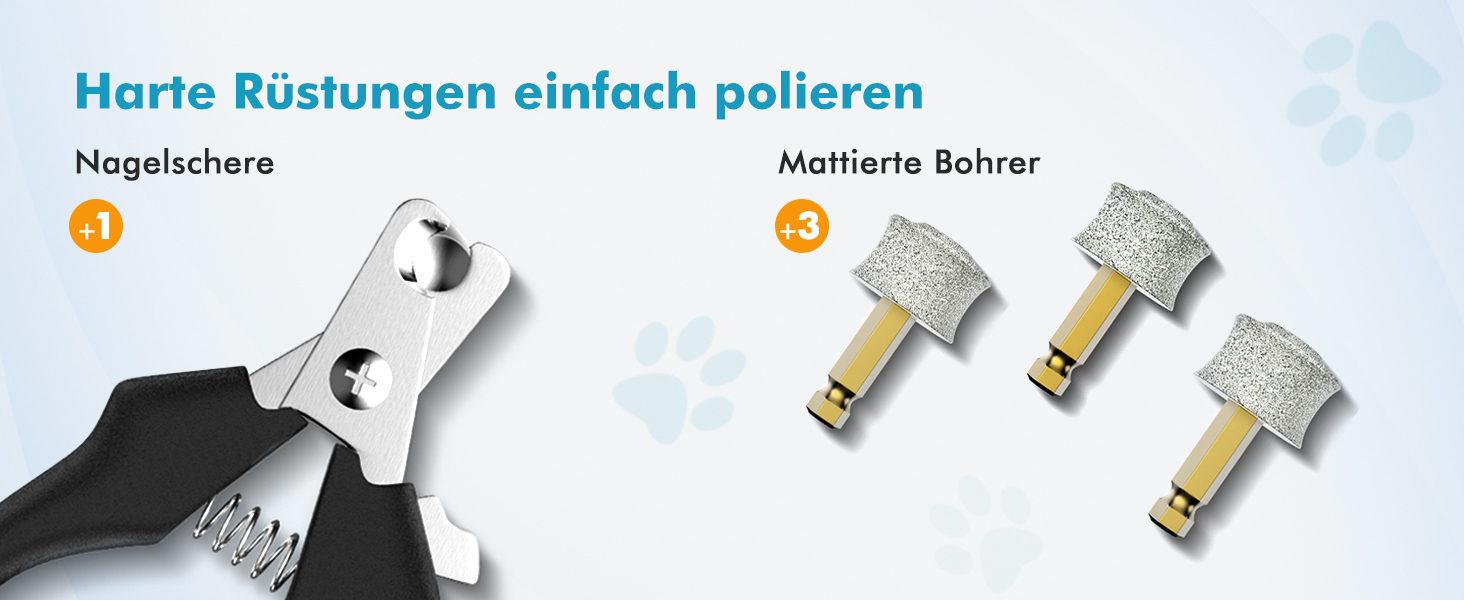 Шліфувальник для собак ETENTOUS: професійний, тихий, з 3 насадками та ножицями для догляду за кігтями. Підходить для собак великих, середніх та малих порід. Чорний колір.