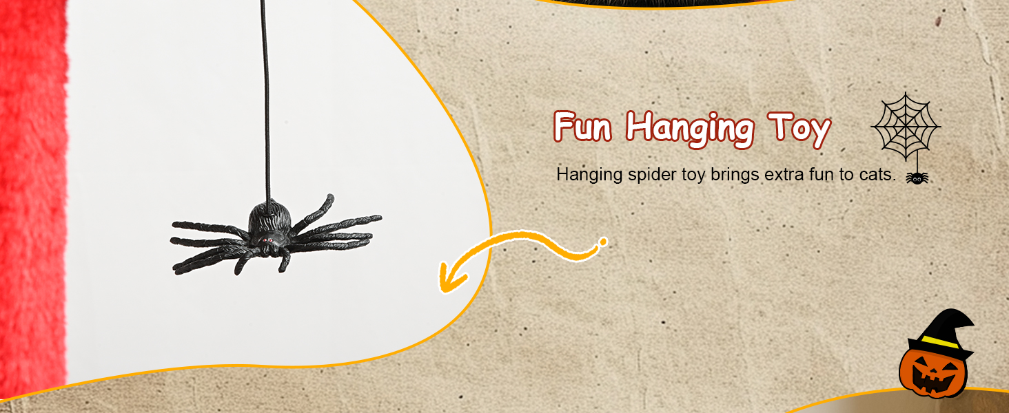 BYBYME Готичний кігтеточка для Хелловіну, 84.5 см, стійкий комплекс для котів з ліжком, будиночком, гамаком, кігтеточками з сизалю, багатофункціональна котяча іграшка (Чорний/Червоний), підлоговий, 96.5 см