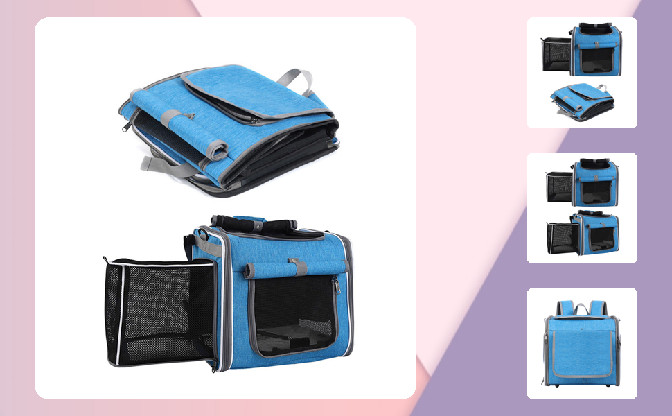 Корзина для собак Luocute, кріплення на кермо, розширювана, водонепроникна, велика місткість, сіра/блакитна