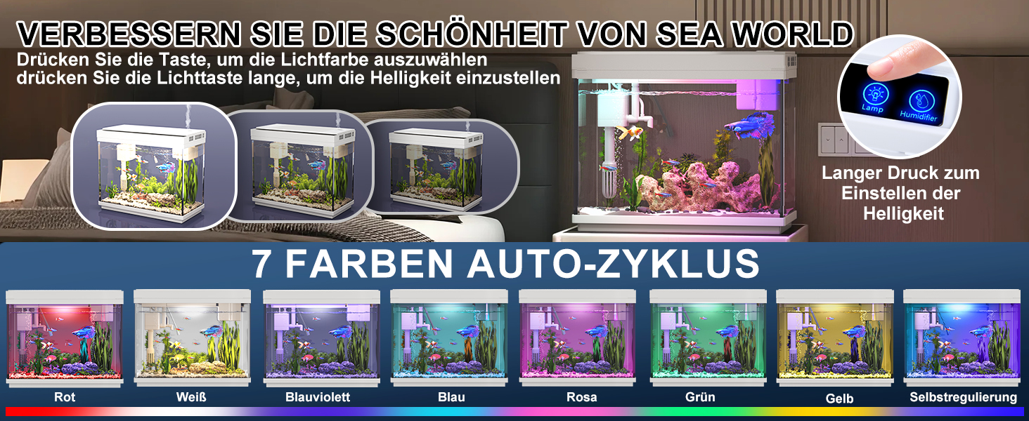 Акваріум Vehipa Nano 9L з підсвіткою, фільтром, обігрівачем та зволожувачем повітря (білий)