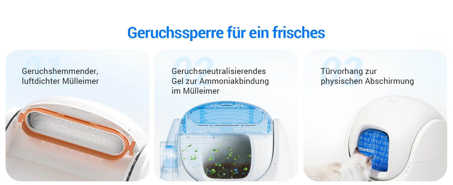 CATLINK Baymax: автоматичний туалет для котів 70л, XXL, 7-рівневий захист від протікання, керування через додаток, розпізнавання кількості котів, білий