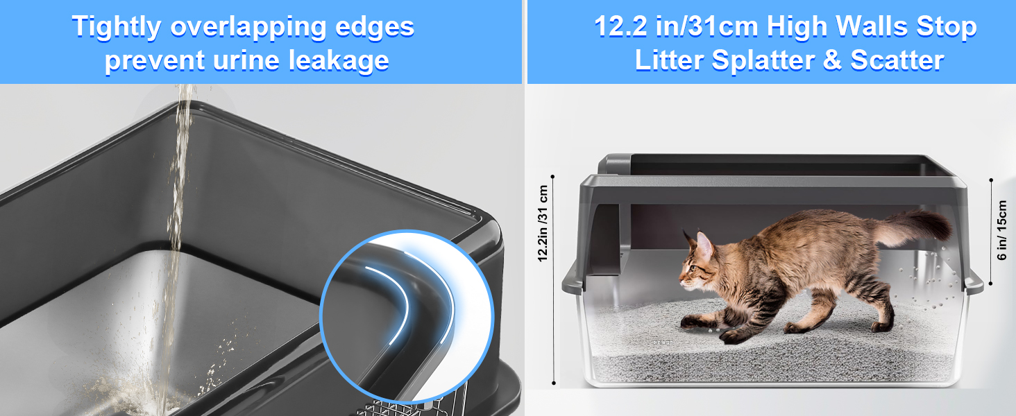 Торгова лоток для котів Marchul Katzentoilette XL з нержавіючої сталі, великий розмір, з кришкою, для великих котів, з антибактеріальним покриттям, з килимком та совком, не липкий