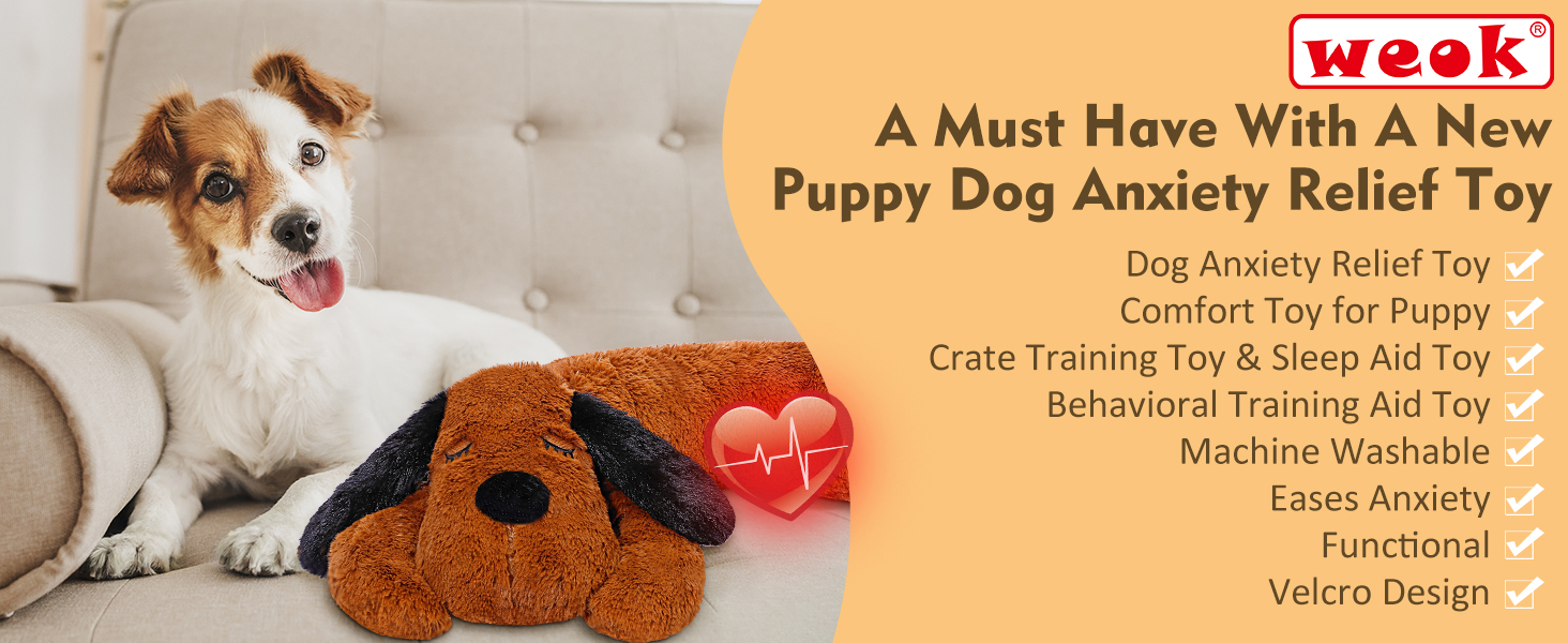 Іграшка-серце для собак WEOK - зручне м'яке ліжко, для зняття тривоги, заспокоююча допомога, допомога у сні, для середніх собак (Темно-коричневий)