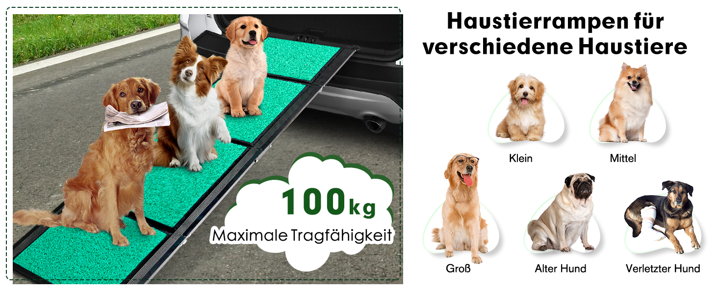 Рампа для собак у машину, складана, 180 см, антиковзаюча поверхня, для великих собак (до 100 кг), SUV та позашляховиків