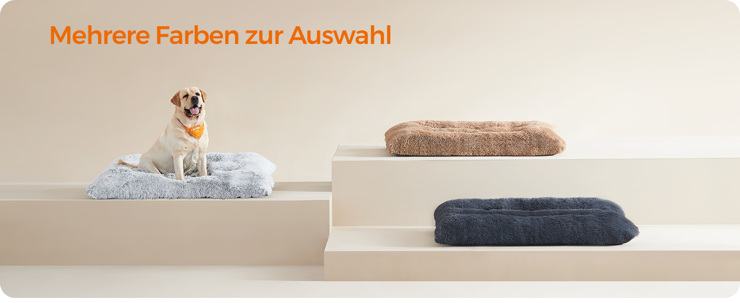 Ліжко для собак Feandrea, м'який килимок, плюшеве ліжко, 122 x 74 см, м'яка підстилка, миється, багатофункціональне, верблюжий колір