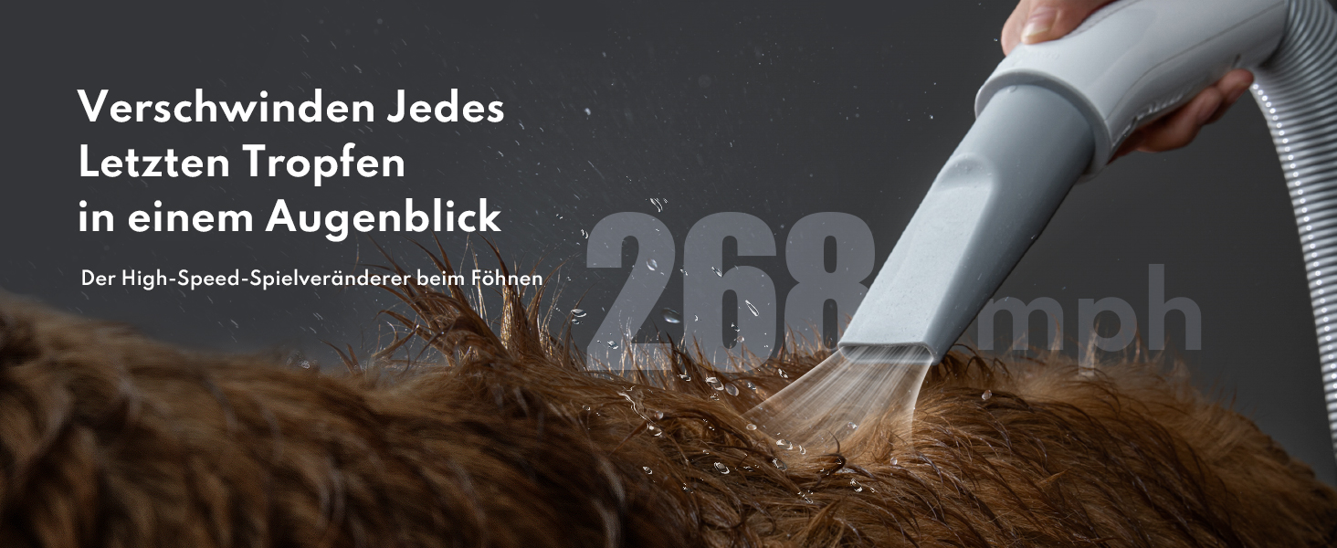 Ультрасушар для собак HomeRunPet Ultraleiser - професійний фен для грумінгу, 99 швидкостей та регулювання температури, 3 насадки