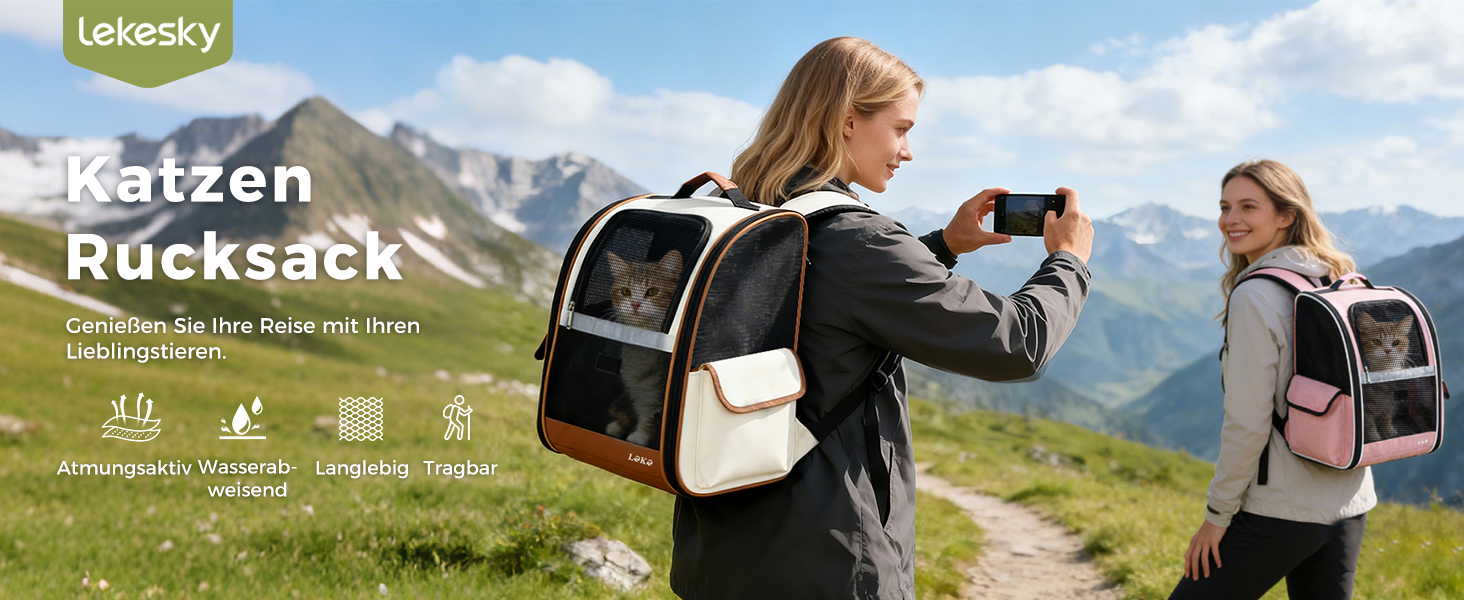 Рюкзак-переноска для котів та собак Lekesky Katzen (бежевий, M) до 8 кг для подорожей та прогулянок