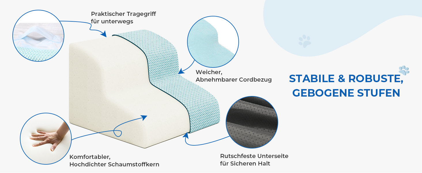 Сходинки для собак та котів, 3 ступені, 40 см, сірі (блакитні), миються, протиковзкі