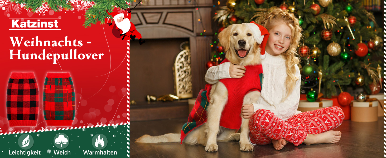 Пуловер для собак KATZINST, теплий флісовий пуловер для маленьких собак, різдвяний пуловер для Французького бульдога, Дакселя, Чихуахуа, Йоркшира, червоно-чорний, XS