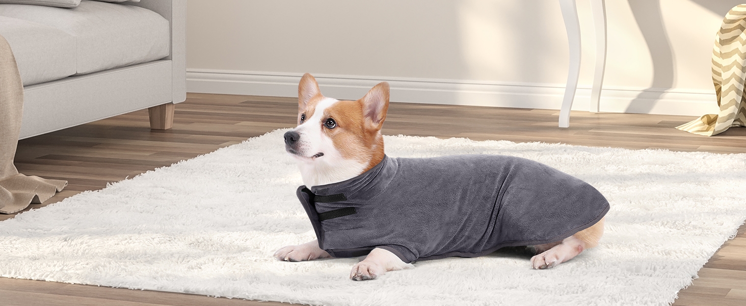 Рушник для собак PETTOM: Швидковисихаючий халат з мікрофібри для великих собак (L, сірий)
