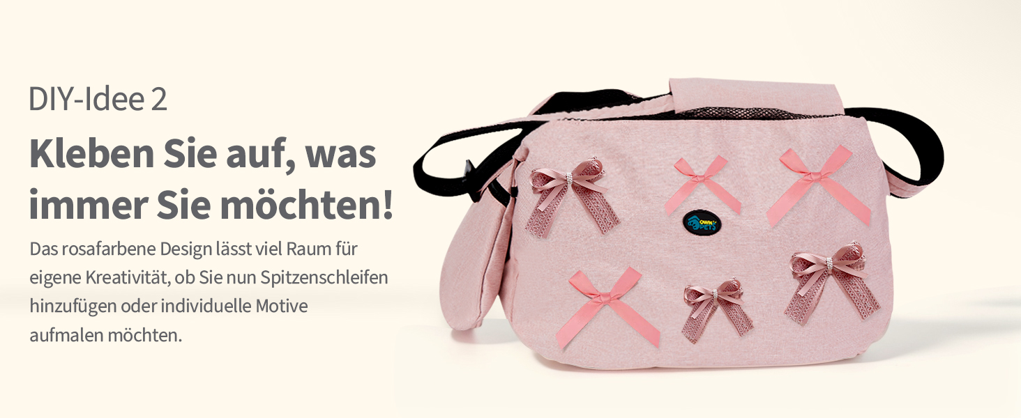 Сумка-переноска для собак Ownpets до 11 кг з підкладкою на плече та передньою кишенею, рожева