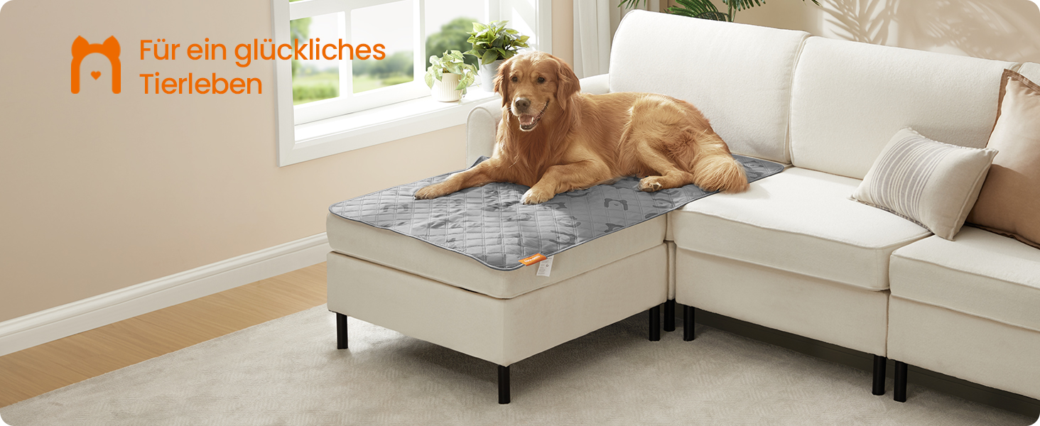 Водонепроникний плед для собак Feandrea, 135 x 76 см, захист для авто та дивану, машинного прання, антиковзаюча підкладка, стеганий дизайн, сірий (PPB024GD01 S)