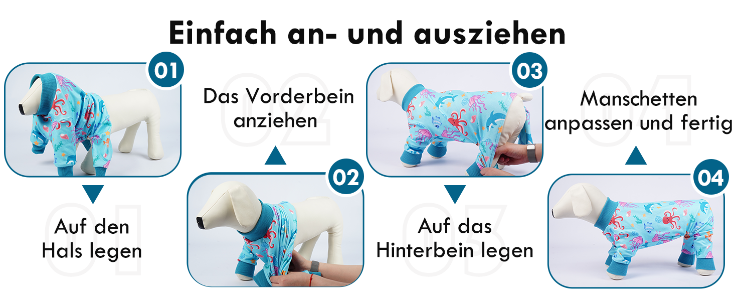 Піжама для собак, трикотажна, цільнотіла, для великих собак, тепла, блакитна - XL