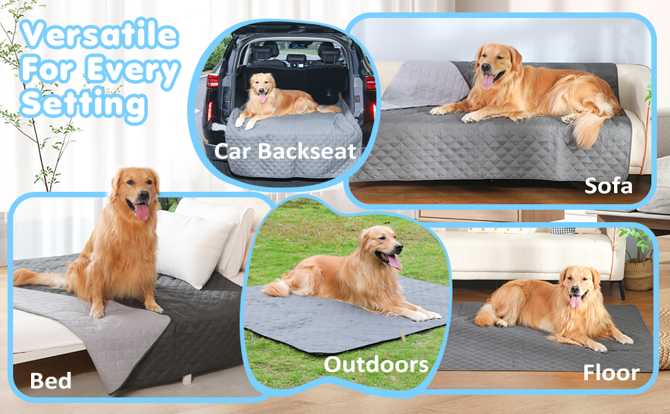 Водонепроникний килимок для собак Dokeno - двосторонній, м'який, для великих та маленьких собак/кішок, захист диванів, ліжок та авто - можна прати в пральній машині (132 x 52 см)