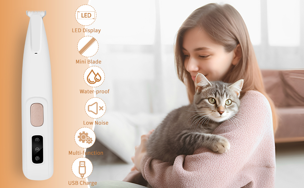 Електричний триммер для лап домашніх тварин - безшумний, водонепроникний, для собак та котів