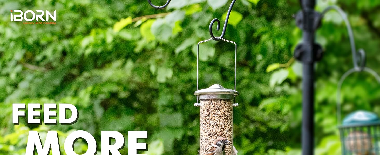 Годівниця для птахів iBorn з 6 місцями для підльоту, 20 см тарілка для корму, алюмінієва, 38 см