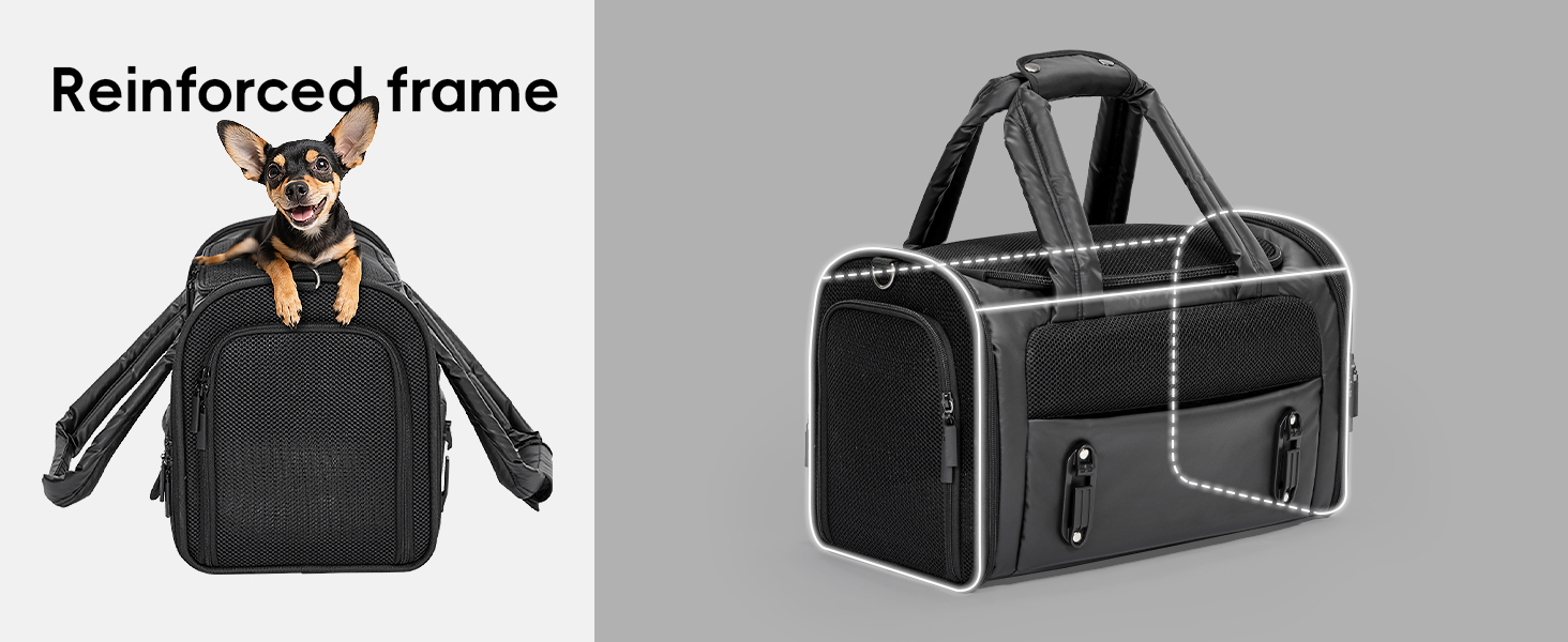 Транспортна переноска для кота/собаки 4 Pet, чорна, з сіткою та захистом, для подорожей літаком та авто