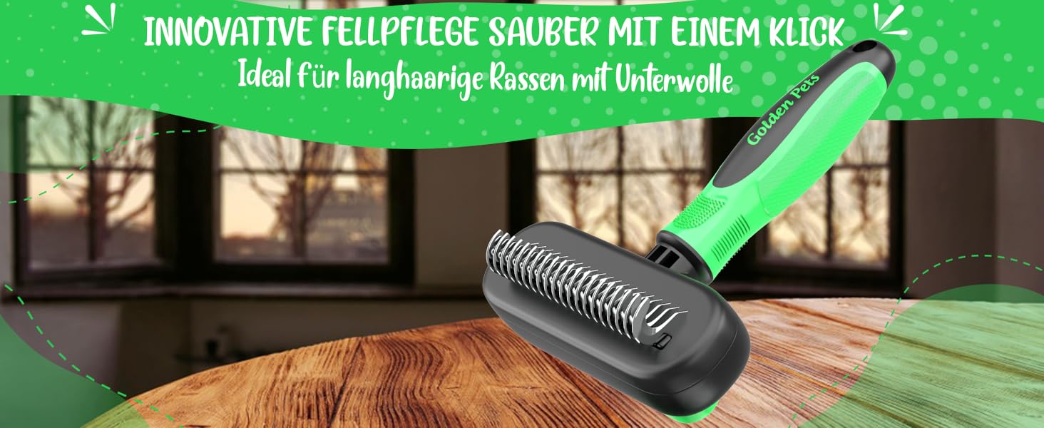 Щітка для вичісування підшерстя собак та котів (довгошерстих порід) - щітка для видалення підшерстка, ковтунів та вузлів, для линьки, Golden Pets