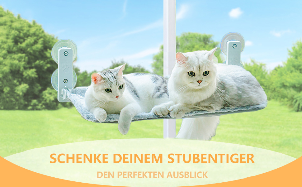 Гамак для котів Bibykivn на вікно, розкладний, сірий плюш + сітка, 52×30 см