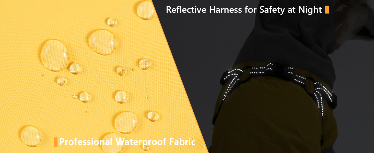 Водонепроникний дощовик для собак Lianzimau з прозорою капузоном. Відбиваючий дощовик для собак з ніжками для маленьких, середніх та великих собак. Жовтий, XXL