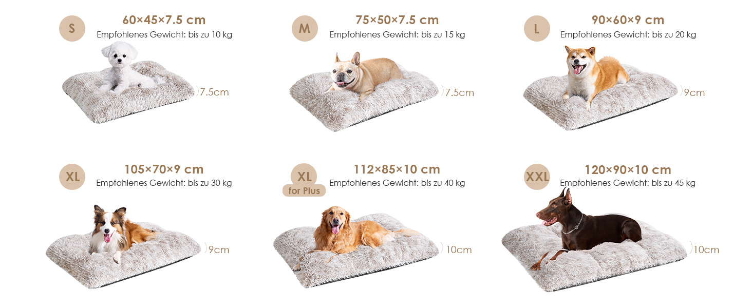 М'яке ліжко для собак EHEYCIGA, велике, XXL, 120x90 см, з довгим плюшем, неслизьке, коричневе, миється