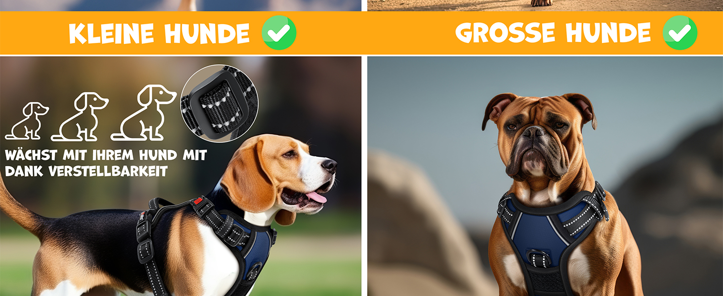 Шлейка для собак LOVPET® без натягу та тяги для маленьких собак та цуценят, дихаюча та м'яка, світловідбиваюча | Безперетягувальна шлейка з ручкою та рулонами для відходів | Регульована шлейка Navy Blue - L Navy Blue