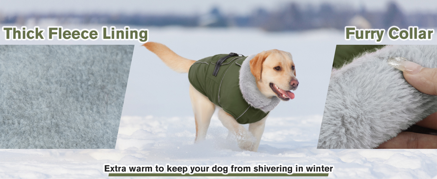Зимовий теплий жилет для собак великих порід Lelepet: водонепроникна флісова куртка з регульованою блискавкою, армійний зелений, 2XL