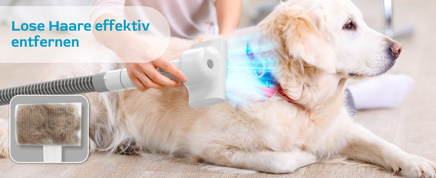 Електрична машинка для стрижки собак Morpilot з пилососом та насадкою-щіткою, 12000Pa, білий колір