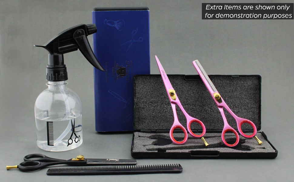 Набір професійних перукарських ножиць Haryali London - 6 дюймів (перукарські та філірувальні ножиці) Рожевий колір. Для жінок, чоловіків, дітей та домашніх тварин.