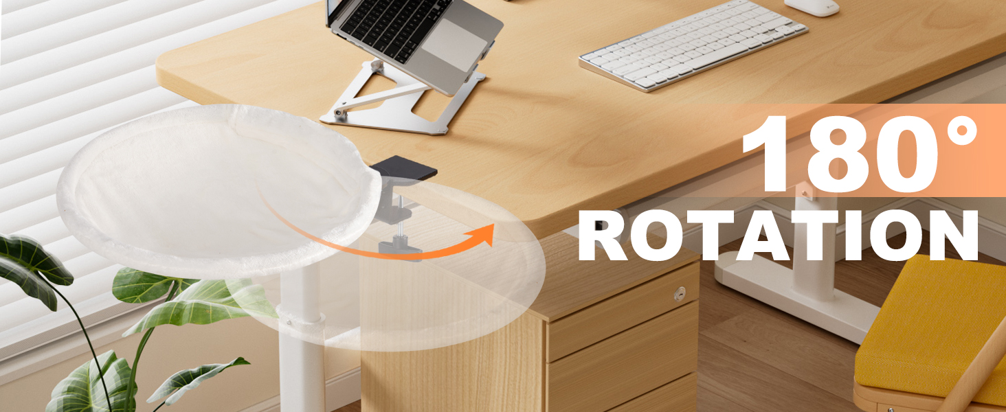 Крісло-гамак для кота Uross на стіл - 360° обертання та регулювання висоти, м'яке ліжко для кота з 2 знімними чохлами, місце для сну для дому, офісу, цілорічне використання (Бежевий)