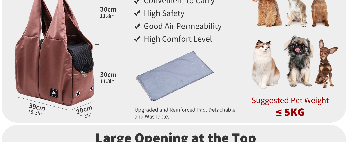 PETCUTE Сумка-переноска для собак та котів, дихаюча, з килимком, плечова сумка з безпечним шнуром та кишенями, для маленьких та середніх собак, цуценят та котів, Карамель
