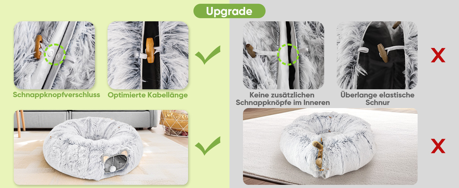 Туннель для котів Unisun XXL з місцем для сну, іграшка-пончик, тунель-ялинка, складний, сірий (92 см)