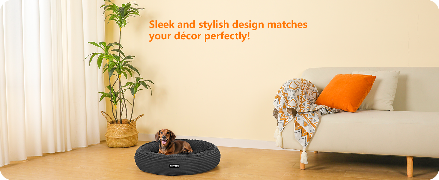 Кругле ліжко для собак та котів, зручне та миється, Ø 60 см, темно-сірий кошик для собак, ліжко-подушка, 60x60x18 см