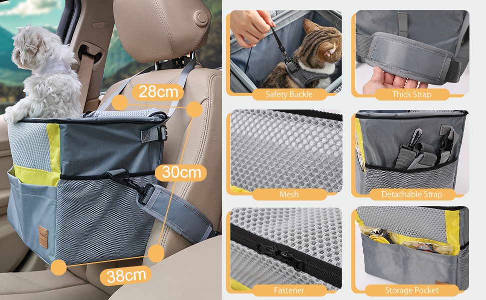 PETCUTE Кошик для собак на велосипед, з ременем безпеки, жовто-сірий, до 7.5 кг