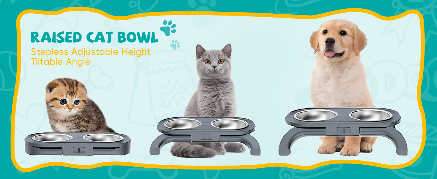 Підвищені миски для котів та собак Carehabi: набір мисок для їжі та води з антиковзкими ніжками