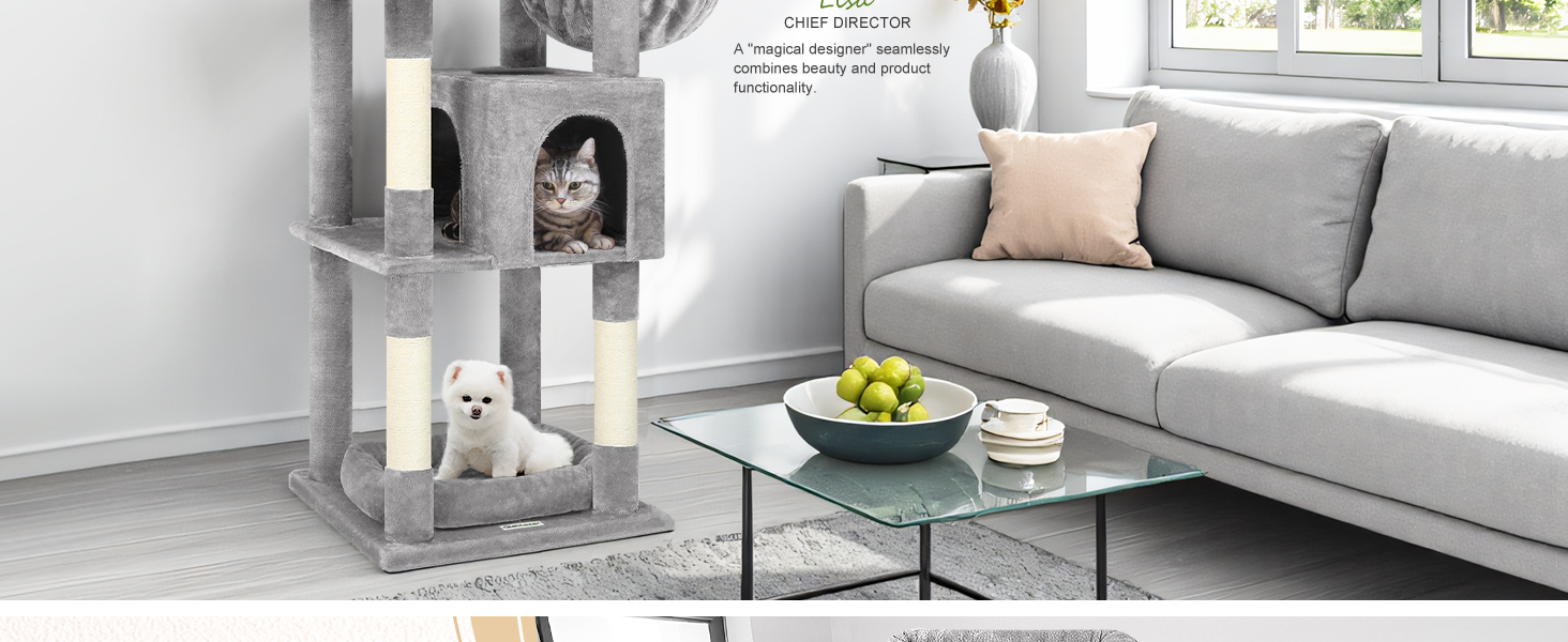 Комплекс для котів Globlazer з будиночками, лежаками та когтеточками, 189 см, сірий (XXL)