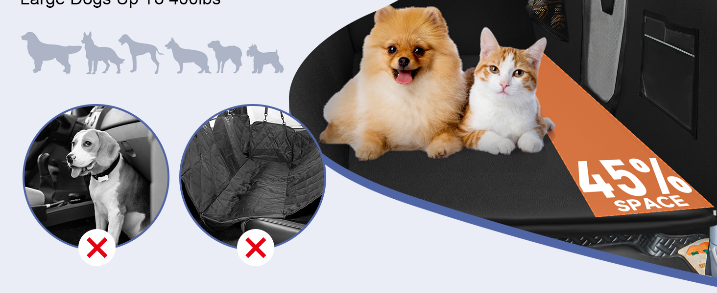 Захисний чохол на сидіння для собак Dorifine з PU-шкіри для заднього сидіння автомобіля. Підходить для собак вагою до 180 кг, 100% водонепроникний, стійкий до подряпин та ковзання. Розмір M (132 x 63 см).