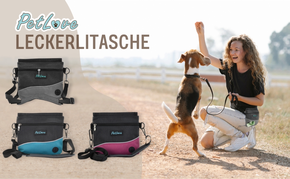Сумка для кормів PetLove Leckerlibeutel для собак • З магнітною застібкою • З диспенсером для відходів • Можна використовувати як поясну сумку • Сіра L
