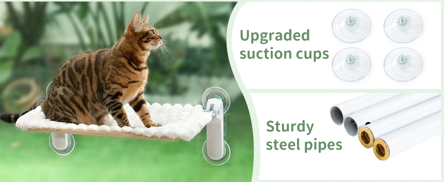 Ліжко для котів GUUSII HOME на вікно, розкладне, з присосками, 54x30 см (біле, M)