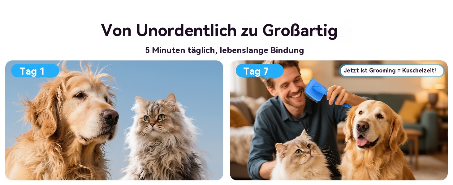 Набір для грумінгу собак великих порід Slicker Bürste Hund – 3 предмети: щітка Slicker, гребінець для підшерстка та гребінець з нержавіючої сталі. Підходить для довгошерстих собак та котів (Голден Ретрівер, Лабрадудль, Пудель)